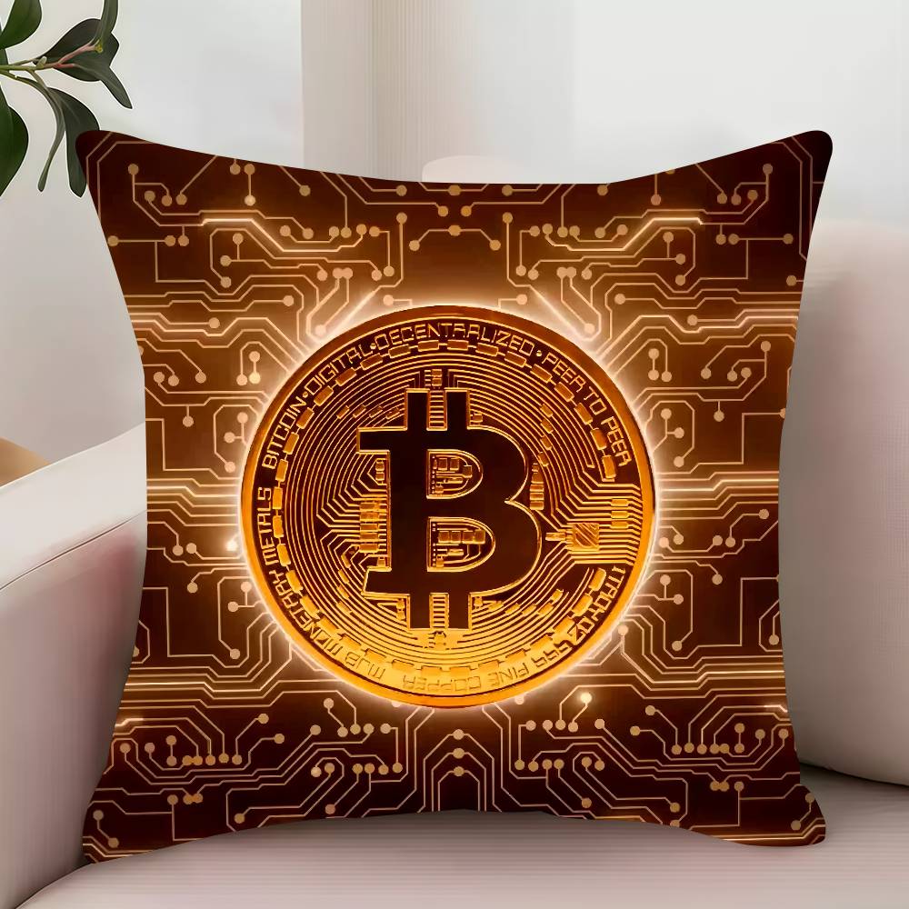B-Bitcoin Fashion Luxury Pillow Case Decor Protective Covers Comfortable Soft for Sofa Living Room Home Office