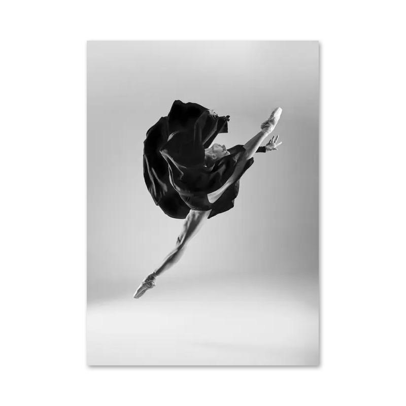 Zwart-Wit Balletdanser Canvas Schilderij Elegante Ballerina Houding Poster Print Wandkunst Afbeelding voor Woonkamer Huisdecoratie