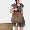 Canvas Tote Bag with Leather Trim and Adjustable Shoulder Strap Stylish Women's Handbag for Daily Use and Work