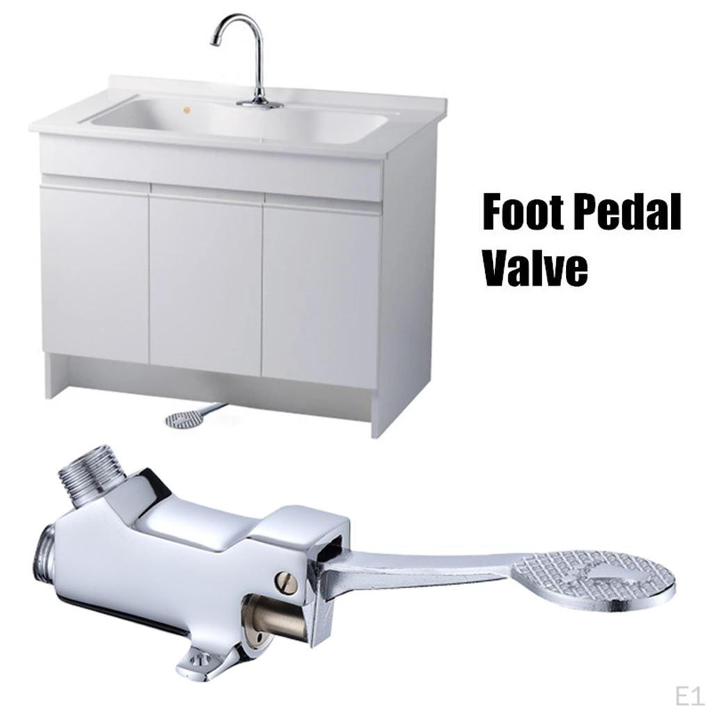 Floor Mount Single Brass Pedal Valve, Polished Chrome, Foot Water Valve for Faucet
