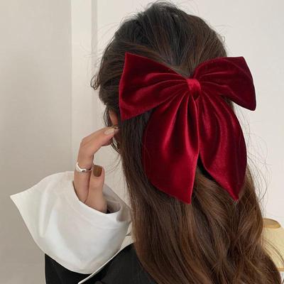 Forcina per capelli con fiocco in velluto coreano - Elegante fermaglio per frangia per donne e ragazze