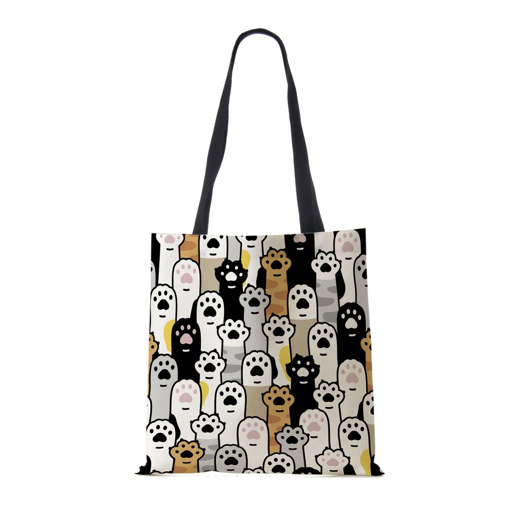 Hund Niedlicher Druck Lässige Umhängetasche Kapazität Damen Einkaufen Wiederverwendbare Handtasche Große Canvas Reise Strand Tragetaschen KTY