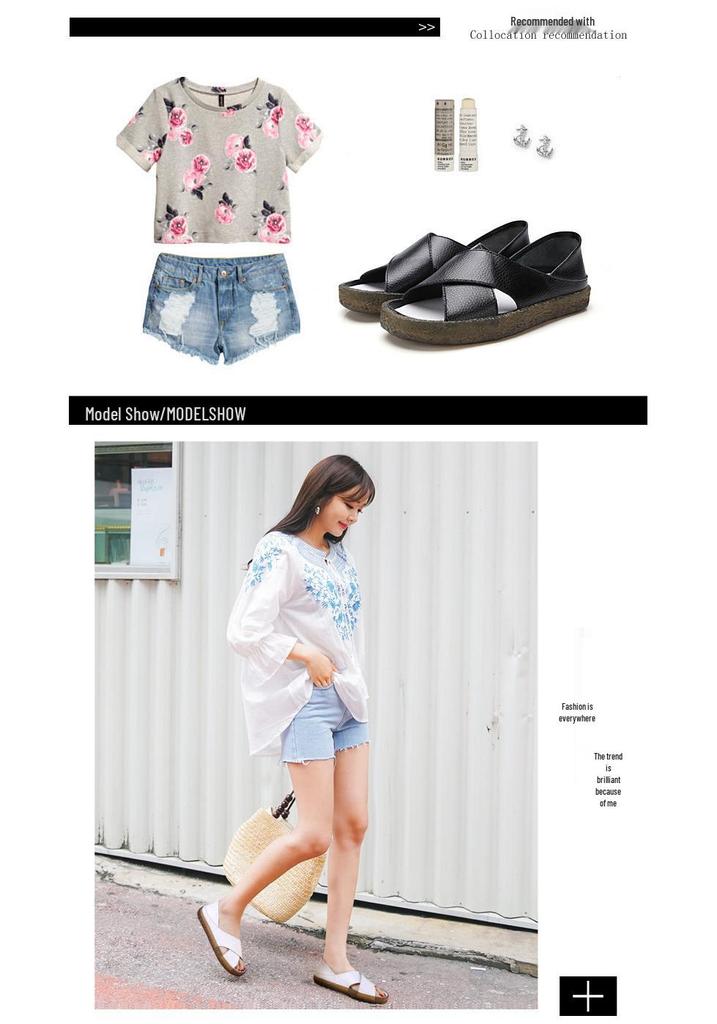 Korean Style Women's Cross Strap Sandals - Large Sizes for Mothers and Pregnant Women