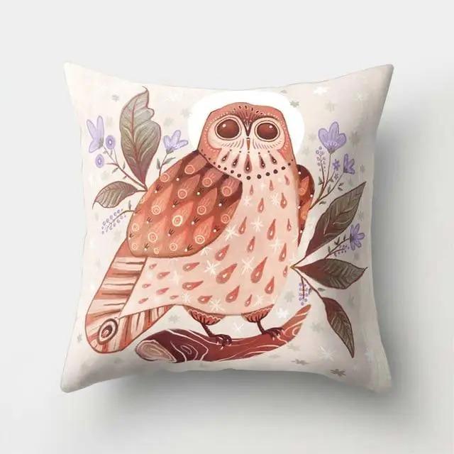 Cama Sofa Decorativa Funda de Cojín Decorativa Patrón de Búho Manta de Poliéster Funda de Cojín para Sala de Estar