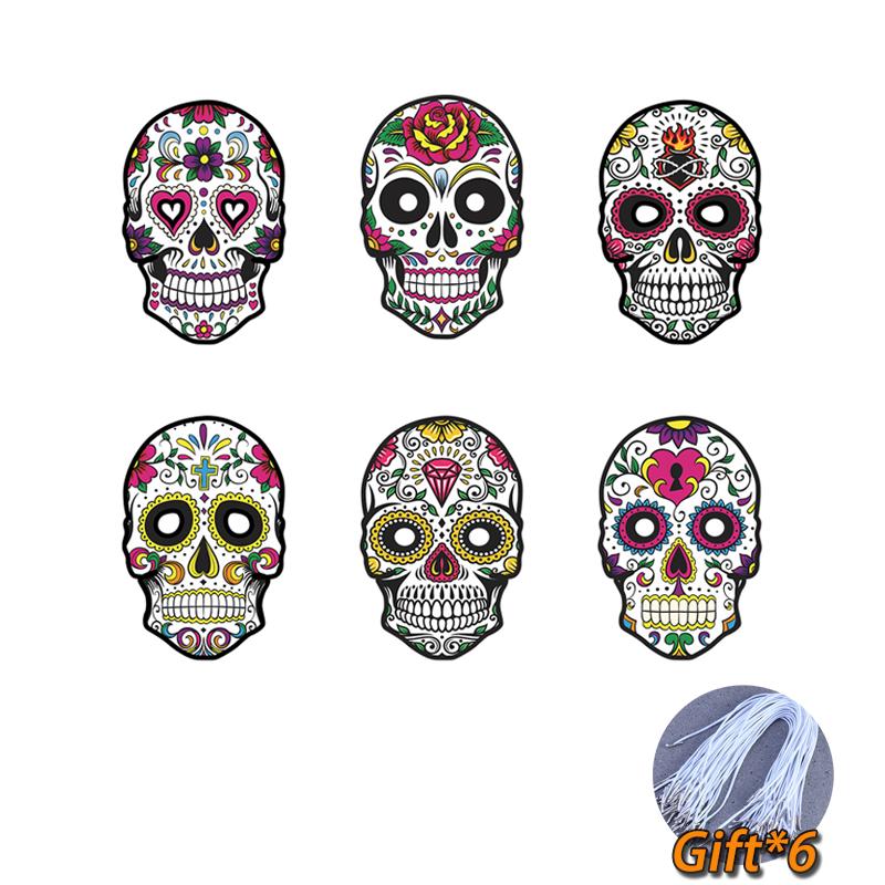 Colorful Paper Skull Dress Up Party Face Masks for Mexican Day of The Dead Theme Party Halloween Masquerade Decoration
