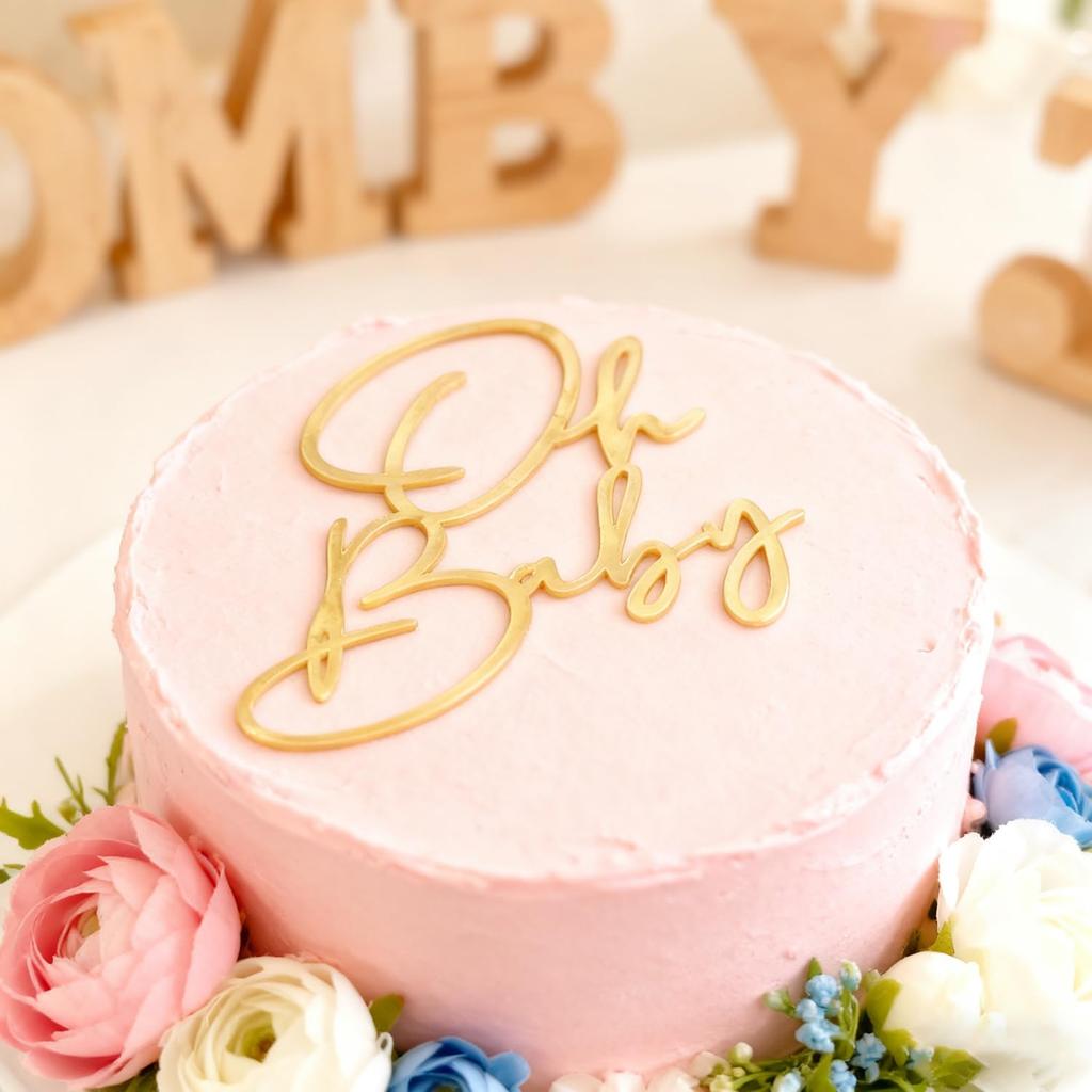 Acrylic Gold Oh Baby Cake Topper, Baby Welcome Party Cake Decoration Acrylic Cake Decoration for Baby Shower Gender Reveal Birthday Party Supplies