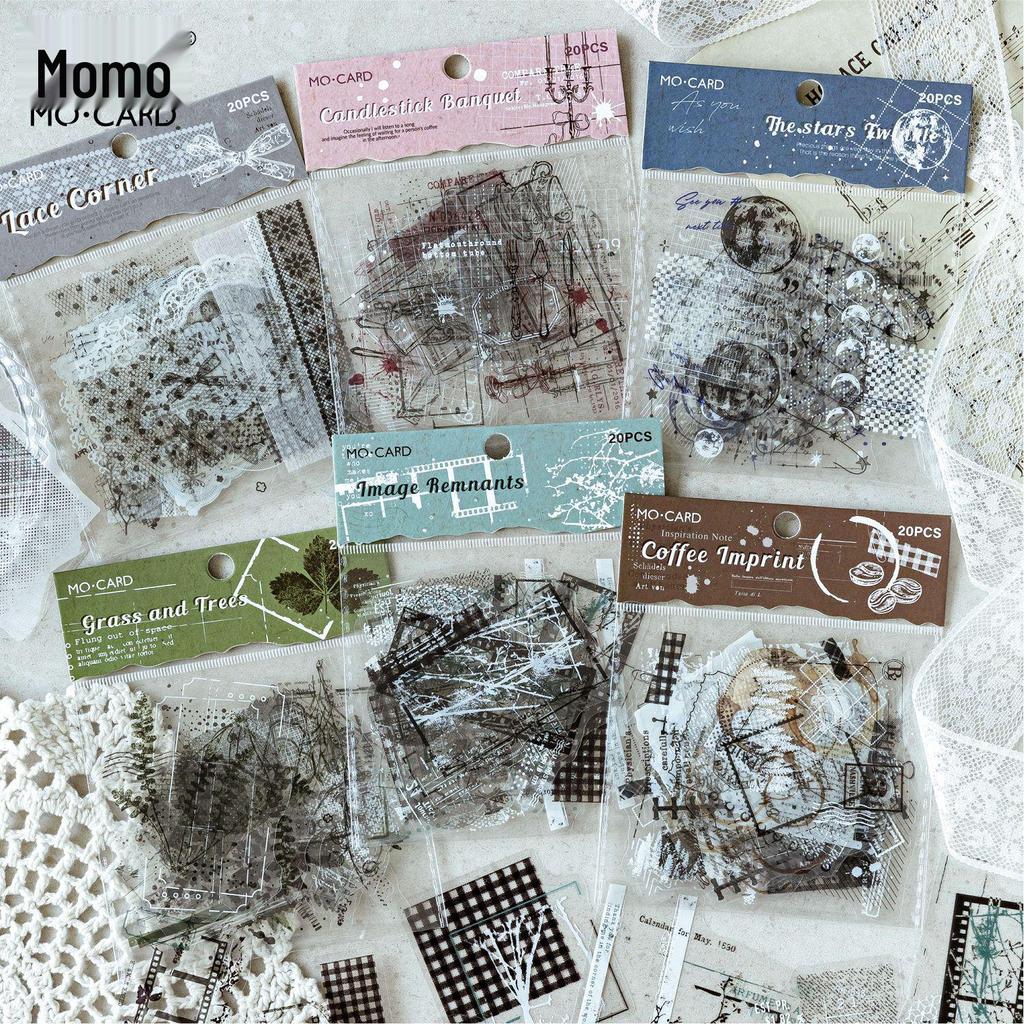 MomoPET Retro Journal Sticker Pack - Hazy Traces Series, DIY 20 Sheets, 6 Styles