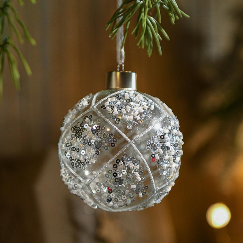 Glitter Finish Hanging Ball Decor Crystal Glass Christmas Tree Decorations Home Festive Decoration