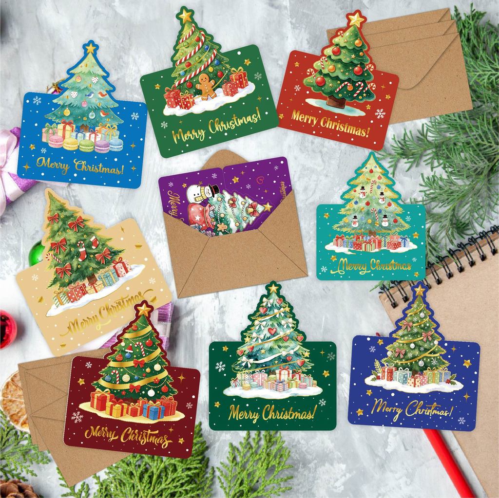 Christmas Holiday 3d Greeting Card Set With Foil Stamping For Festive Gift Exchange