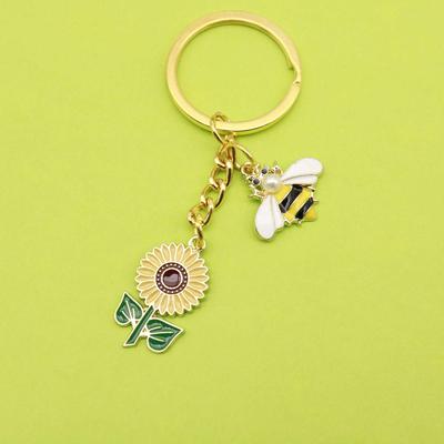 Sunflower Bee Drip Oil Keychain - Stylish Bag Accessory & Mother's Day Gift