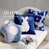 Nordic Modern Plush Flower Animal Rabbit Cute Blue Pillowcase Sofa Living Room Bedside Throw Cushion Cover