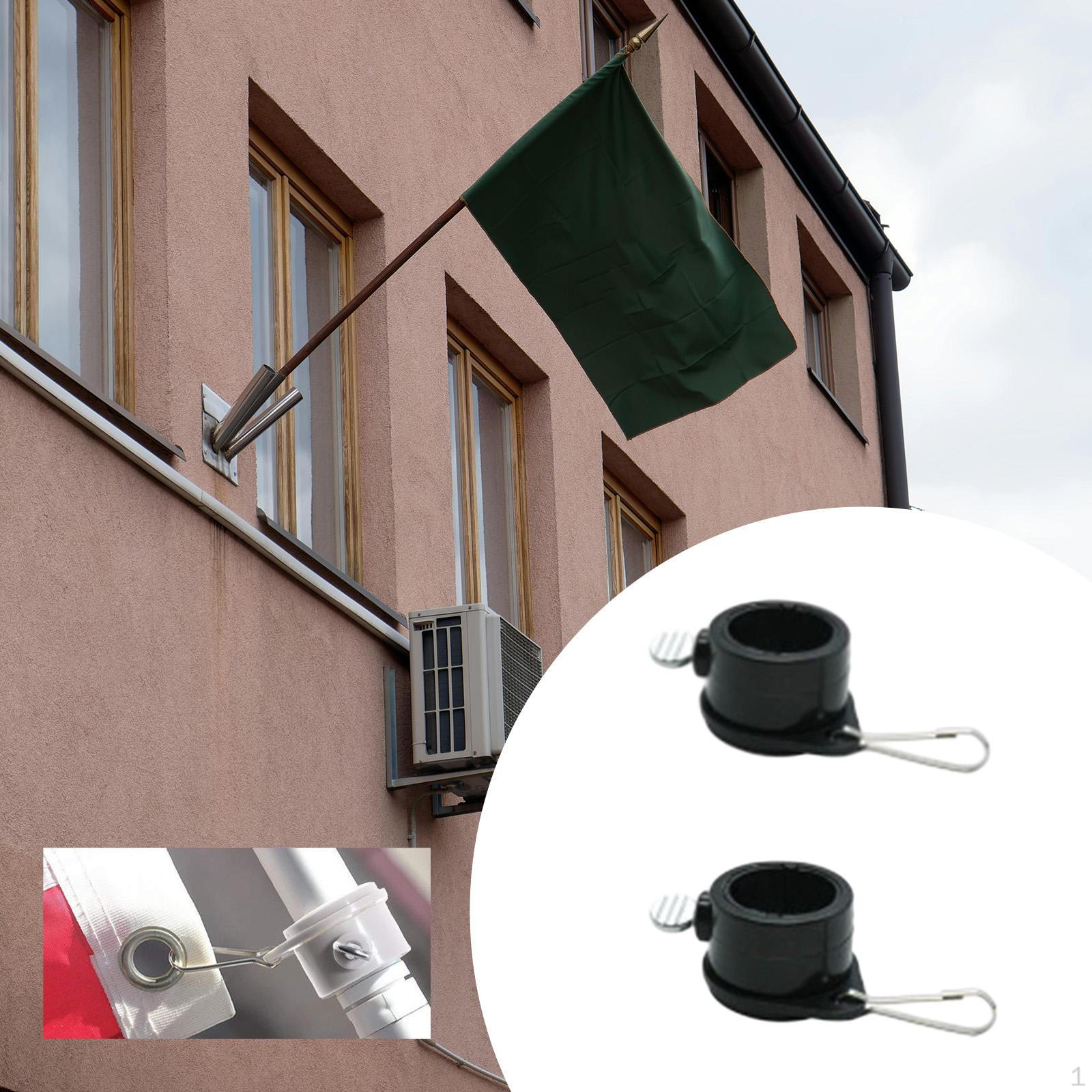 

2 Flagpole Clips for Mounting Flags with Eyelets, Made of Weatherproof PP Degree Rotation чёрный