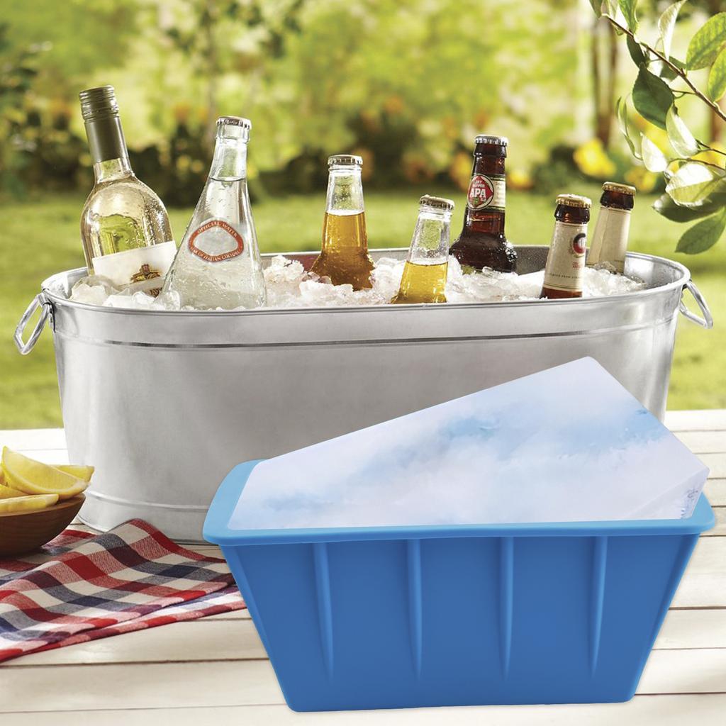 Ice Block Mold Extra Large Ice Box Large Silicone Box with Lid Ice Box 8lbs Ice Cube Maker Dishwasher Safe Ice Bath Chiller