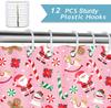 Christmas Gingerbread Man Santa Claus Pink Shower Curtain Candy Cane Snowman Pattern Santa Party Decorations Waterproof Fabric