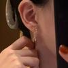 Super Flash Gold Bow Fringed Stud Earrings, Sweet Niche Earrings Temperament Retro Light Luxury Earrings