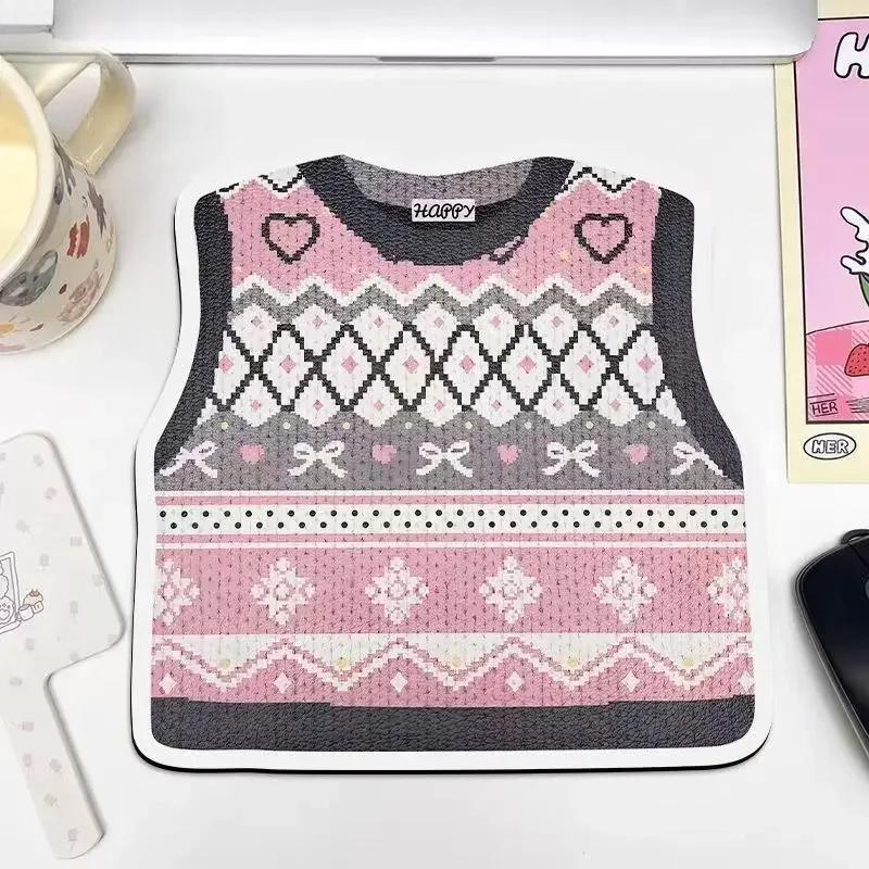 

Милый коврик для мыши с принтом свитера, офисный, для общежития, настольный коврик для ПК, портативный, нескользящий коврик, украшение для рабочего стола