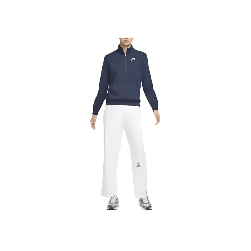 Nike Îmbrăcăminte sport Club Fleece Moale Confortabil Culoare solidă Guler înalt Mânecă lungă Tricou tricotat Femei topuri Obsidan DQ5839-451