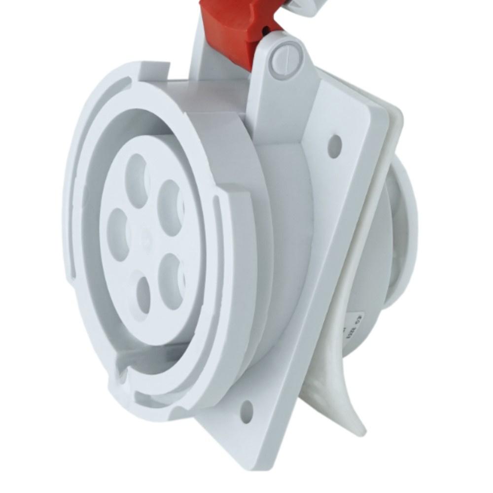 Industrial Red Angled Panel Power Socket 32A 5P 400V Ip67