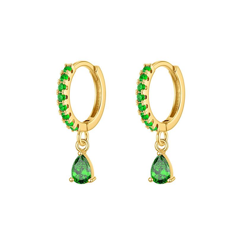 Rainbow Colored Zircon Ear Buckle Set, Love Water Drop Pendant, Small Earrings, Light Luxury and Exquisite Stacked Women's Earrings.