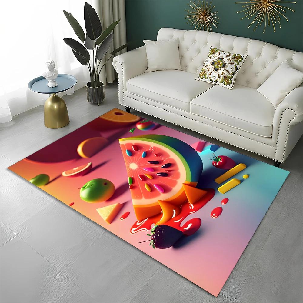 3D Cute Fruit Cartoon HD Carpet Rug for Home Living Room Bedroom Sofa Kitchen Doormat Decor,Child Area Rug Non-slip Floor Mat
