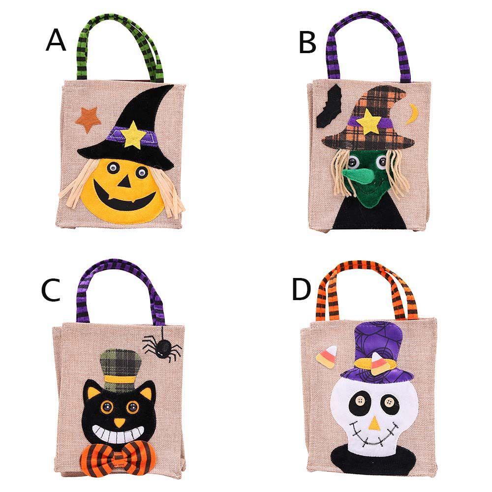 Kids Ornament Trick Or Treat With Handle Tote Bag Candy Bag Halloween Decoration Gift Pouch