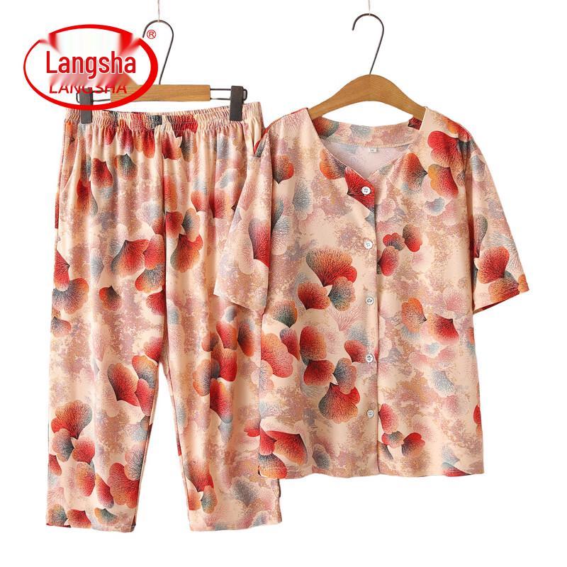 

LangSha Women s Plus Size Floral Short Sleeve Summer Set 6XL