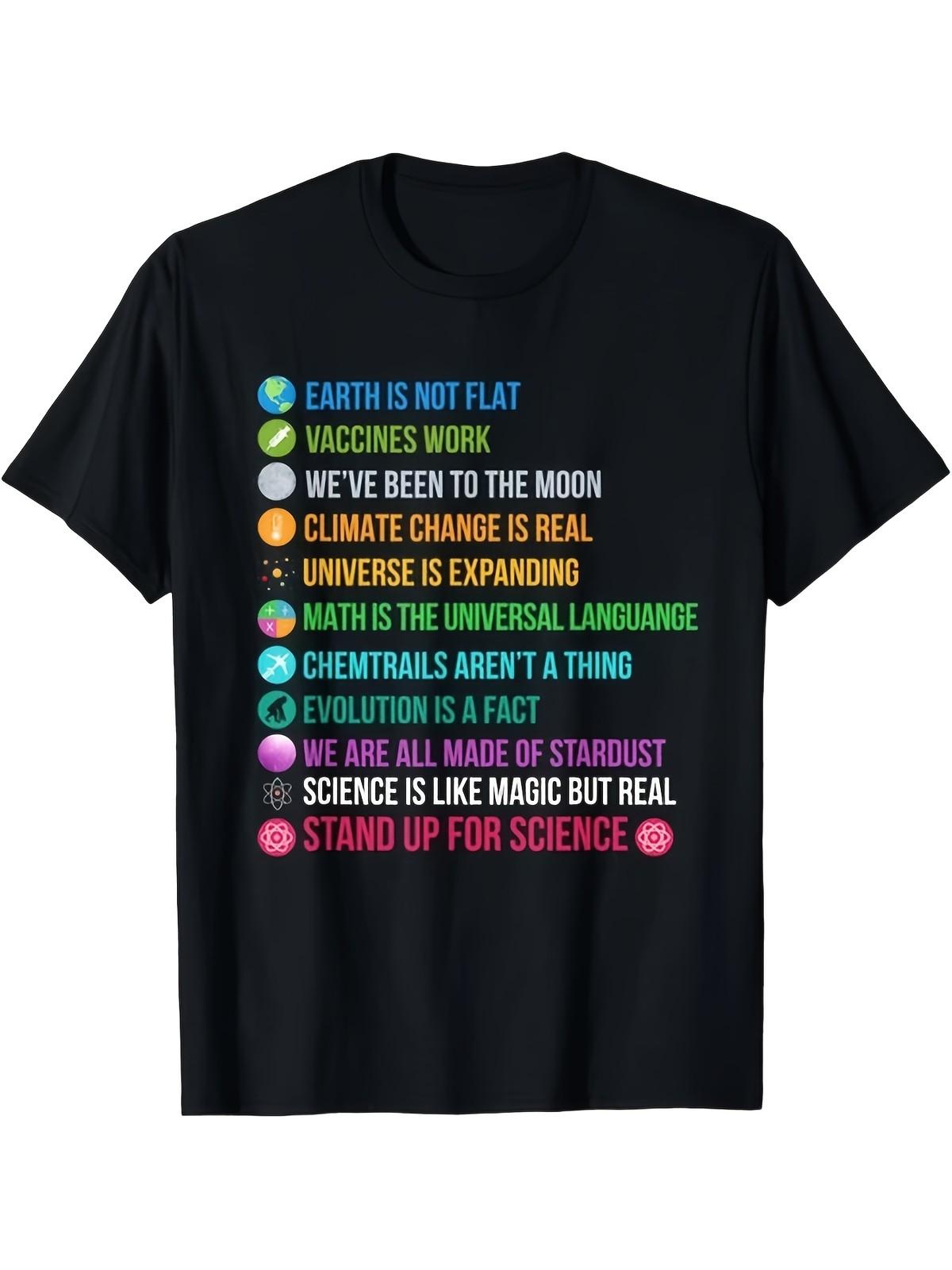 Earth Is Not Flat Stand Up Science T-Shirt - Unisex Crew Neck Retro Graphic Te S разноцветный