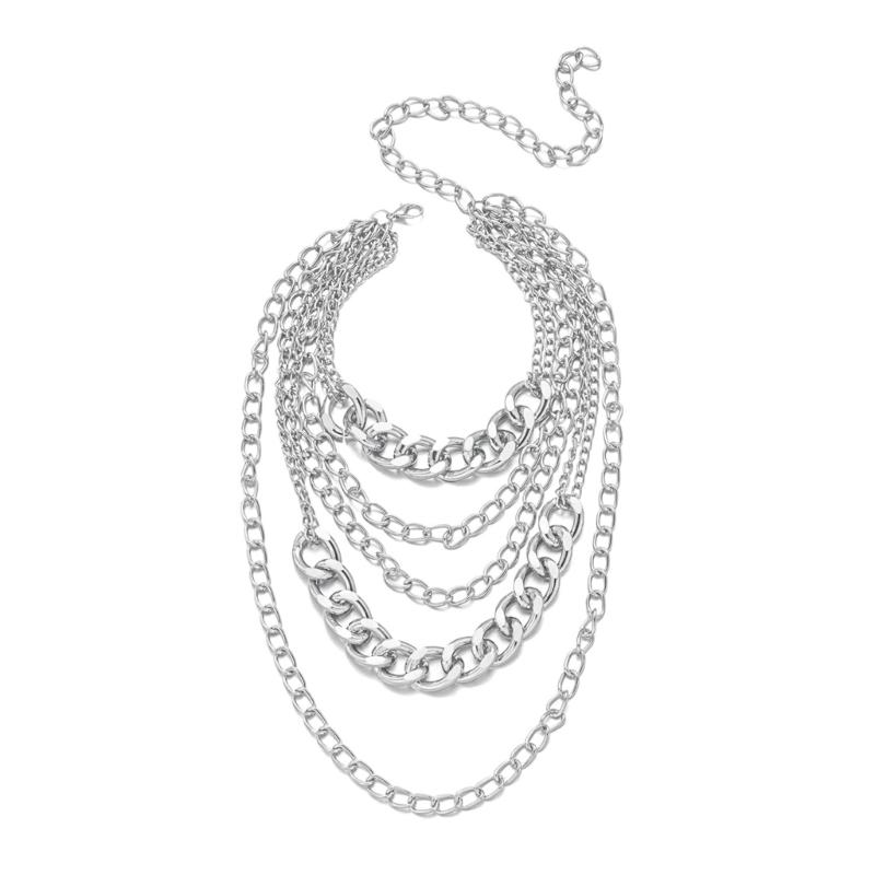 Exaggerated Thick Alloy Chain Necklace Modern Punk Style Layering Jewelry For Women Party Wear Comfortable