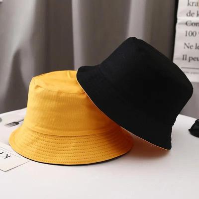 Unisex Hat Black Solid Color Double-Sided Simple Hip Hop Bucket Hat Men's Women's Panama Beach Fishing Sun Cap Bucket Hats