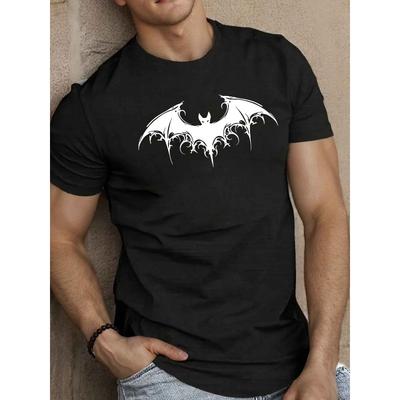 European Sizes Men'S Short Sleeve Summer T-Shirt with Bat Design