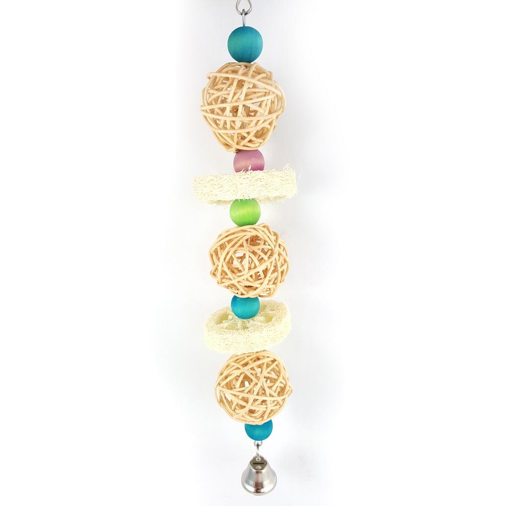 

Птица Игрушка для укусов Попугай Ара Люффа Колокольчик Качели Когтеточка Лазающие Игрушки Корелла Цвет Случайный