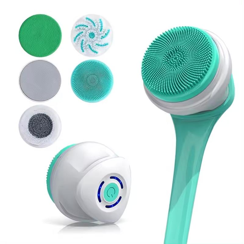 Rechargeable Electric Body Shower Brush - 5 Rotating Shower Brush Heads for Deep Cleansing and Exfoliation