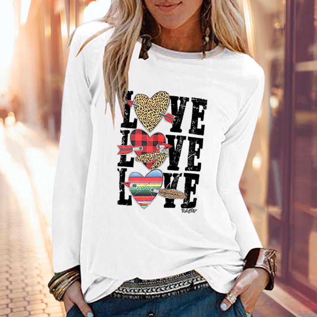 

Ramidos Womens Casual Print Shirts Long Sleeve Top Loose T-Shirt Blouse