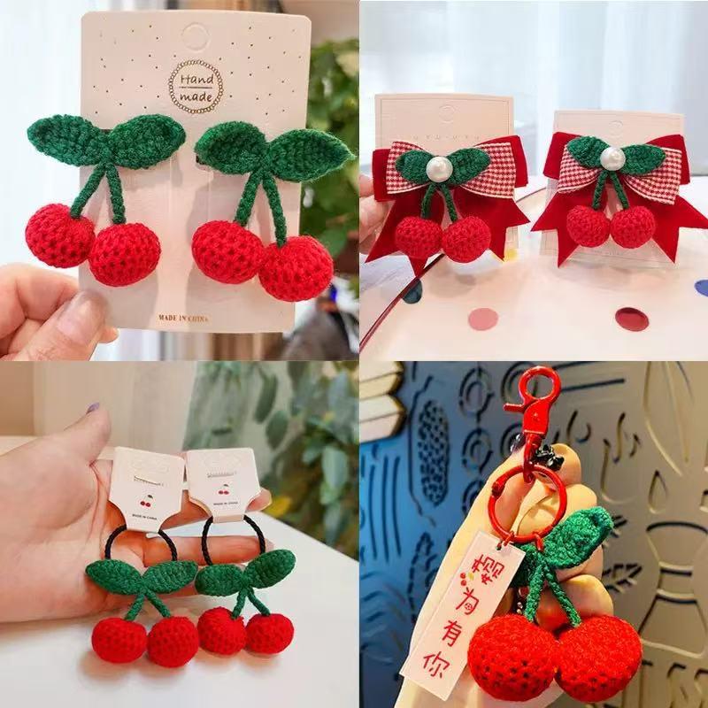 Cherry 3D Knitted Wool Yarn for DIY Jewelry, Socks, Hats, Toys, Keychains, and Decorative Accessories