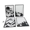 4Pcs Metal Mountain Wall Art Iron Minimalist Line Drawing Mountains Wall Decor for Living Room Bedroom Office Black