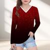 Womens V-Neck Long Sleeve Loose Fit T-Shirt With Polka Dot Print Casual Oversized Top Daily Wear
