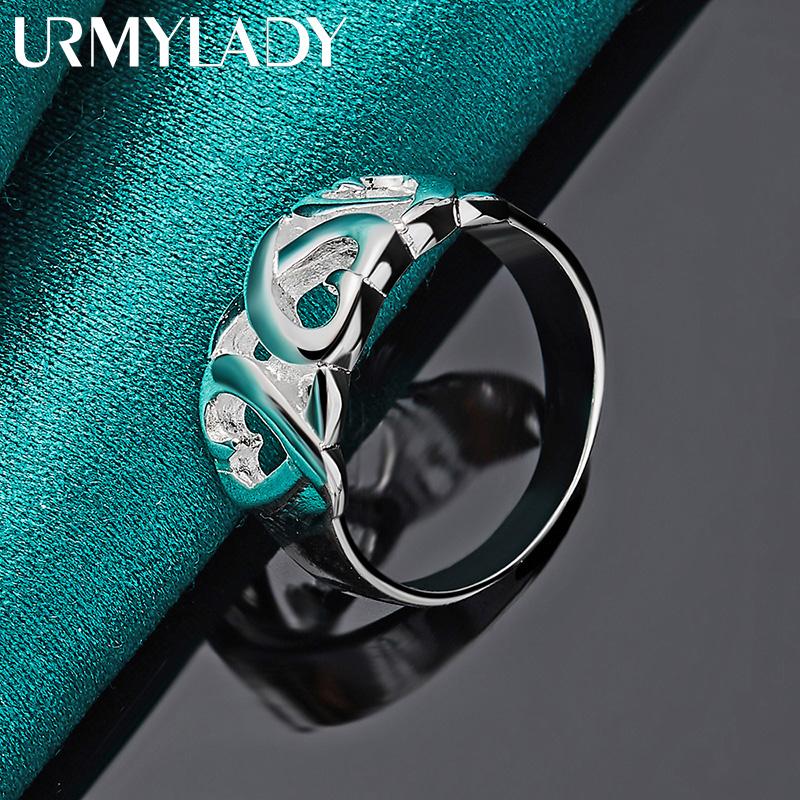 925 Sterling Silver Love Heart 6-10# Ring For Women Fashion Charm Jewelry MR060