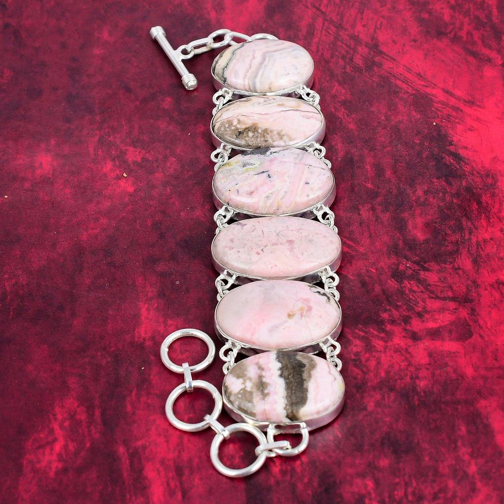 Rhodochrosite Gemstone 925 Solid Sterling Silver Jewelry Set, Necklace & Bracelet Set, Gift For Her Handmade Dainty Jewelry Set