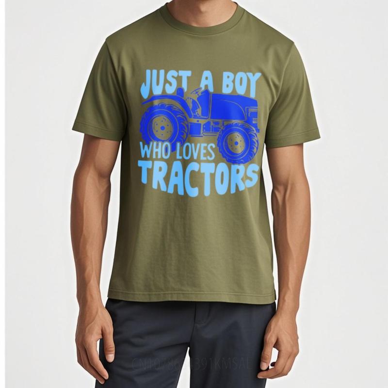 Short Sleeve Shirt Soft Boys Crew Neck Tshirt Unisex Just A Boy Who Loves Tractors Hiphop For Him Tees Soft Cotton Tee