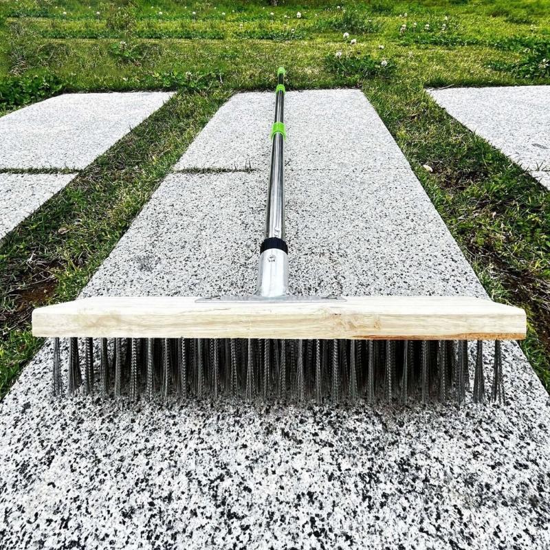 Stainless Steel Wire Floor Brush Head for Concrete Stain Outdoor Deck Garage Stainless Steel Deck Moss Remover