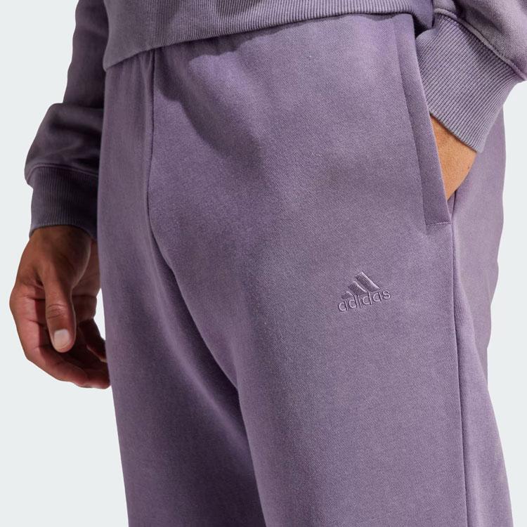 Adidas All Season Garment Wash Pants Solid Color Logo Jogger Knit Sports Pants Men Pants Dark-Gray Violet IJ6933