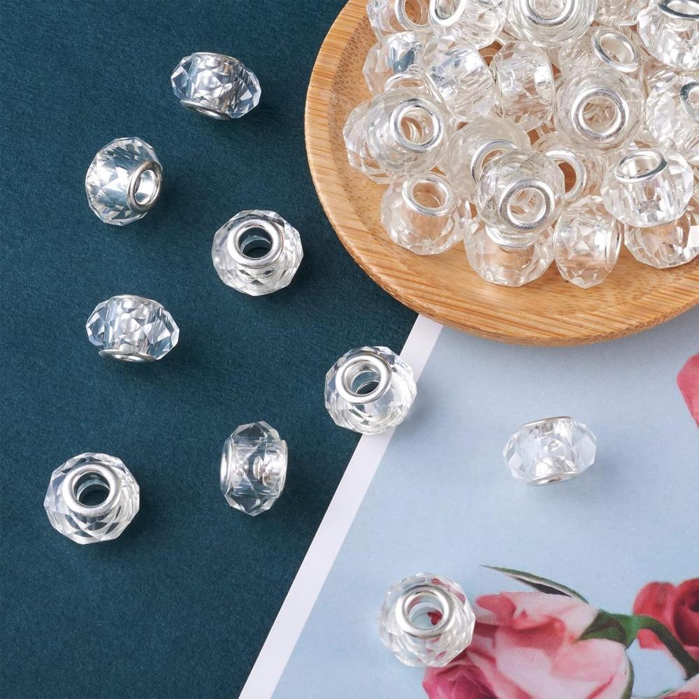 

10/25/50/100 шт. 14 мм європейські намистини з великими отворами, грановані намистини з розпірками, темні намистини зі смолою, намисто, сережки, браслети, виготовлення ювелірних виробів. 25pcs білий