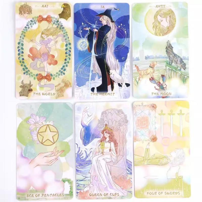 78 Sheets Warm Dreamy Anime-Style Tarot Cards 10.3X6Cm Serenity Tarot Deck Based On Rider System