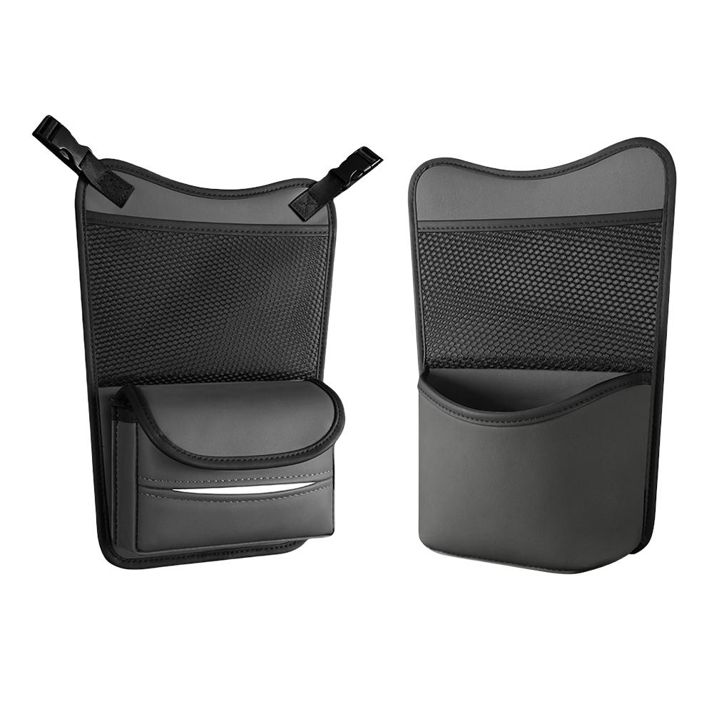 

Car Seat Middle Hanger Storage Bag Net Hanging Handbag Holder Auto Middle Seat Hanging Bag Central Control Tissue Box Organizer сірий