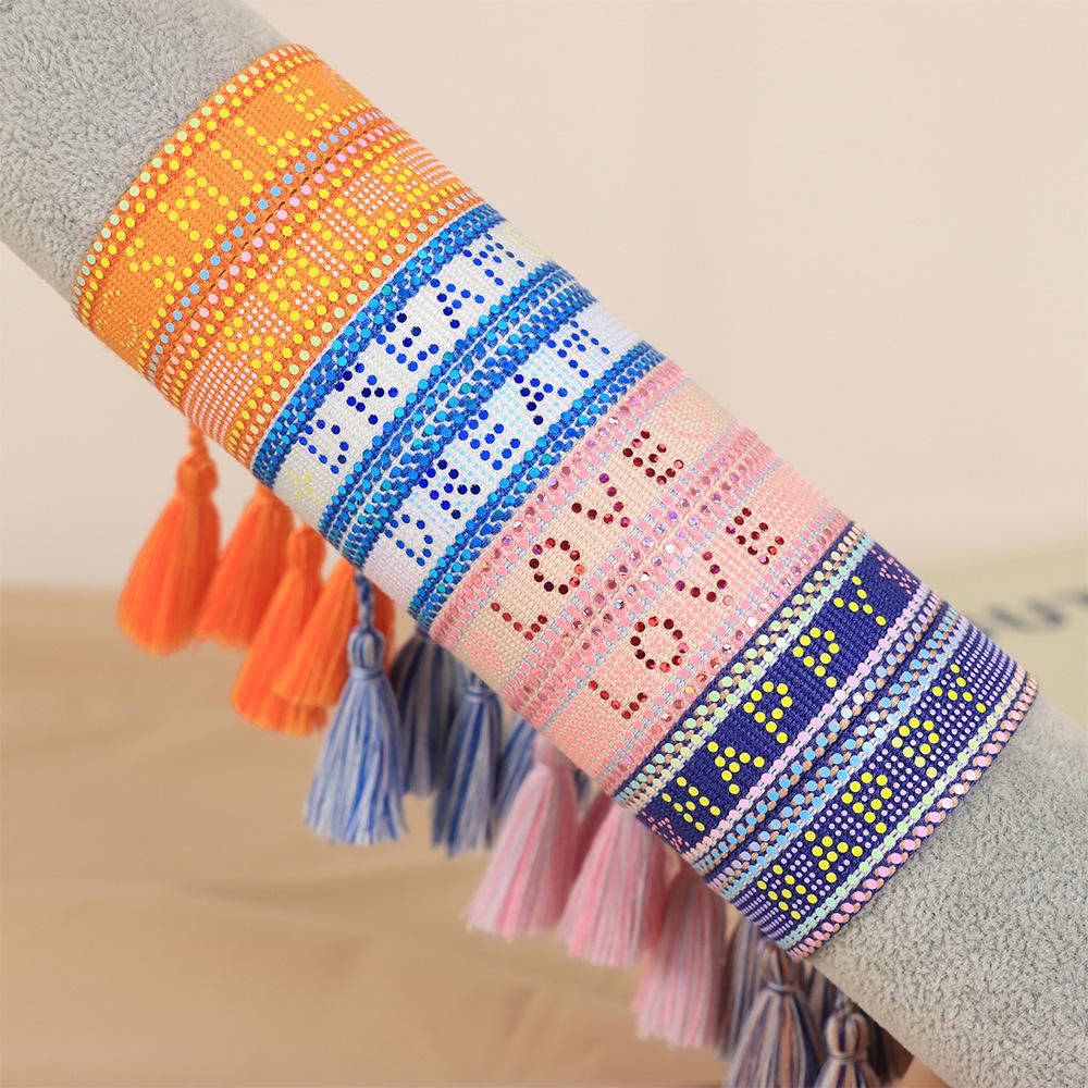 Handmade Gradient Sequin Bracelet with Creative Letter Design for Women