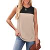 Women's Summer New Round Neck Color Blocked Sleeveless Top Short Sleeved Comfortable Vest