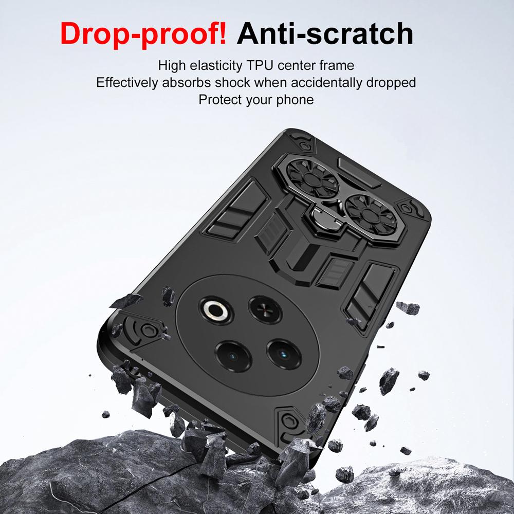 KEYSION Shockproof Armor Case for TECNO Spark 30C 4G Soft Silicone+PC Metal Ring Stand Phone Cover for for TECNO Spark 30 4G