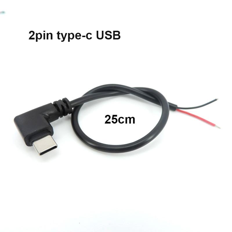 DIY Repair USB Male To Wire 4pin/2pin Micro USB 2.0 A Elbow Head Male Jack Type-c Extension Cable Line