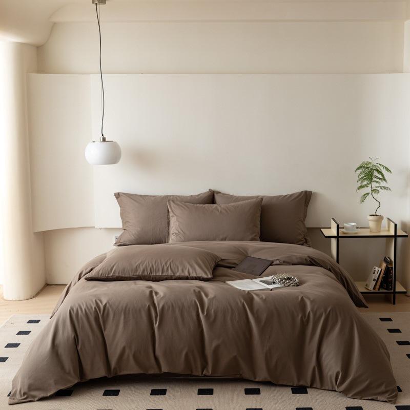 100 Pcs~ Nordic Pure Cotton Polished Four-Piece Set, Thickened Warm Cotton Bed Sheet, Quilt Cover, Mattress, Bedding
