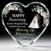 2D Flat, "Happy Anniversary" Heart-Shaped Anniversary Acrylic Desktop Decoration, Romantic Floral Design, Home Decor Plaque Hanging Wall Art Decorativ